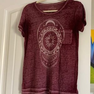Maroon boho t shirt